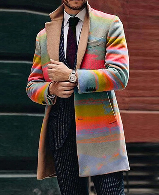 2024 europeo y americano de comercio exterior de otoño e invierno de los nuevos hombres de lana collar medio-longitud de la capa de bolsillo casual moda caliente