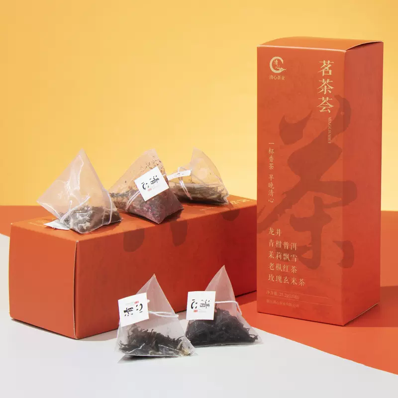 龙井青柑普洱茉莉飘雪老枞红茶玫瑰玄米茶5种口味组合茶
