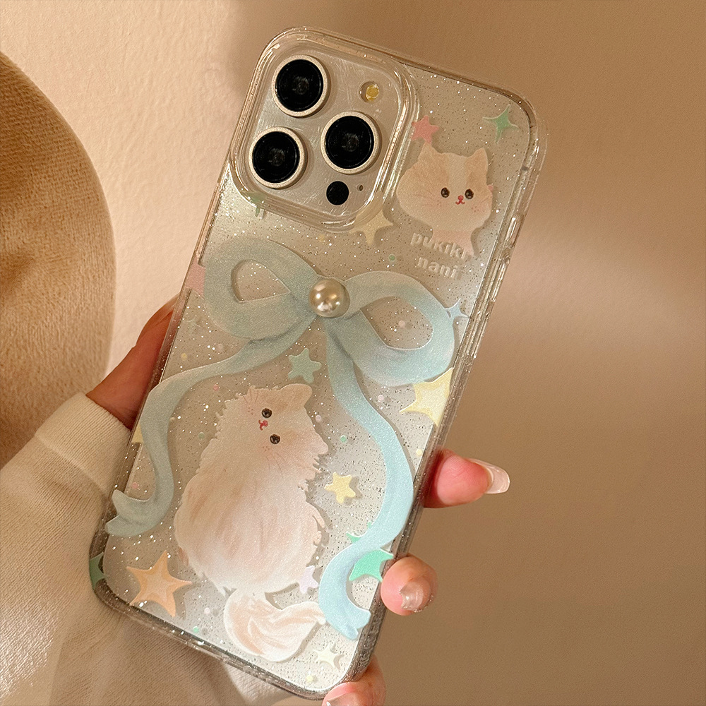 45g Weight iPhone Applicable Brands Phone Cases Classification tpu Material Cat, Bow Knot Pattern Cute Style Tpu Cat Bow Knot Cute Phone Cases Phone Accessories 6