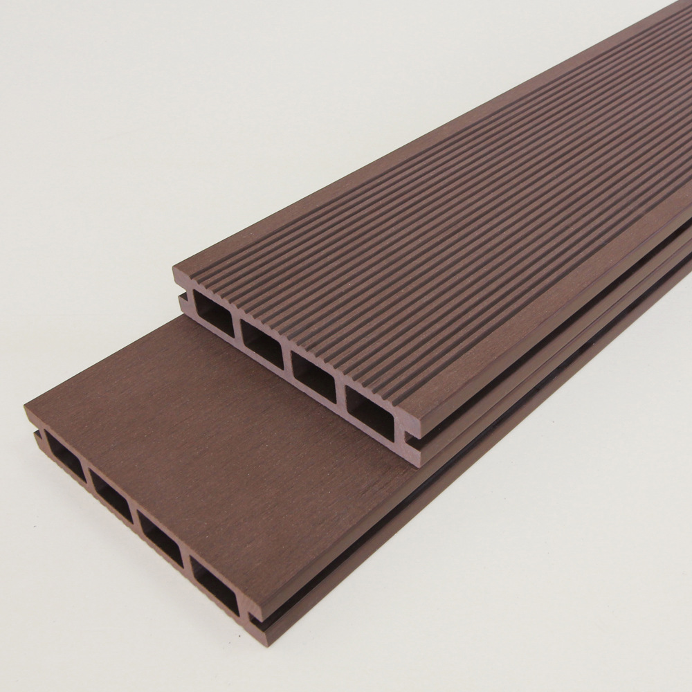 Fábrica de piso de plástico de madera al aire libre agujero cuadrado plástico piso de madera jardín patio ingeniería decoración 145*25 anticorrosión madera ecológica image 3