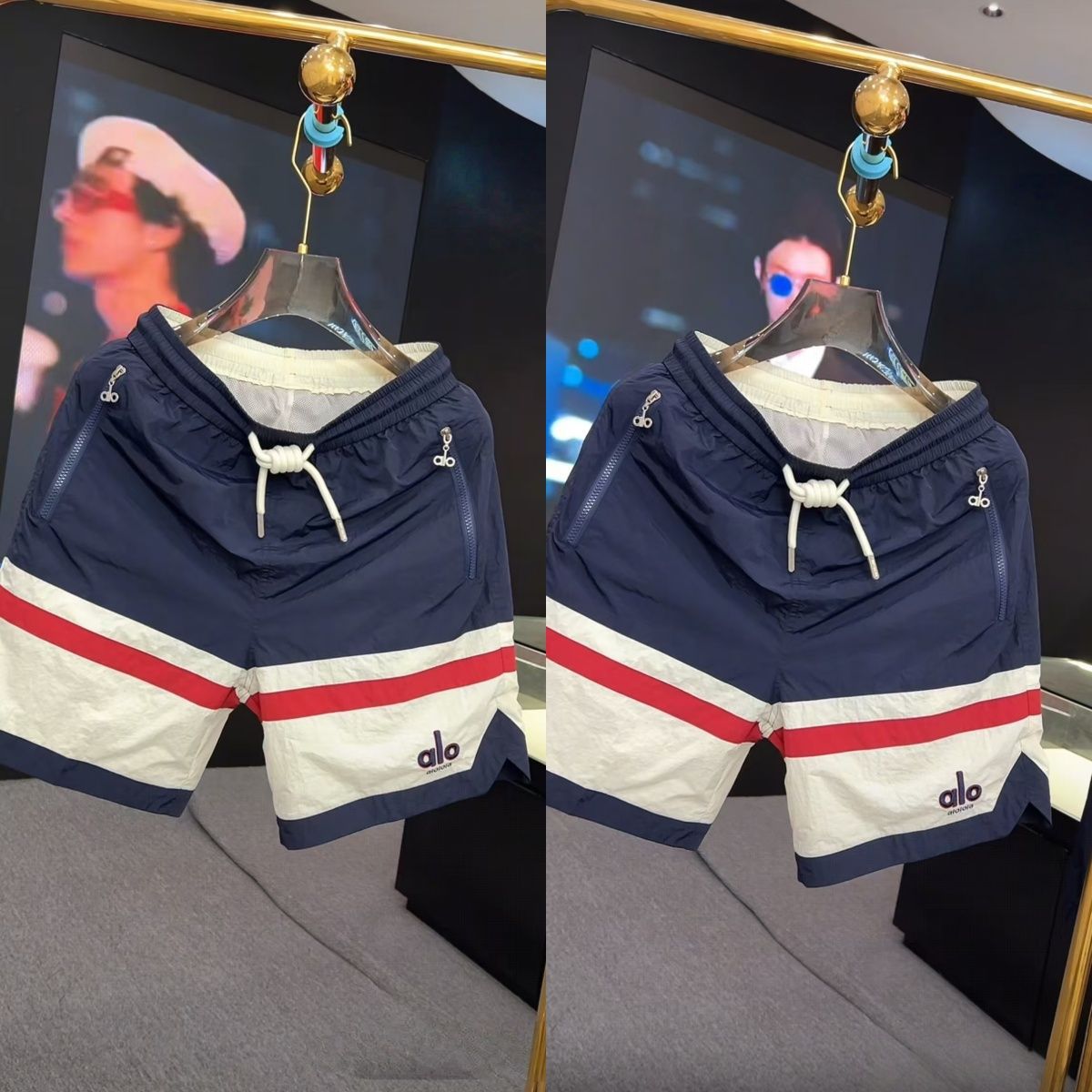 European and American High-End Luxury Brand New 2025 Summer Men's Design Contrasting Color Stripesd Splicing Shorts Fashion Trend