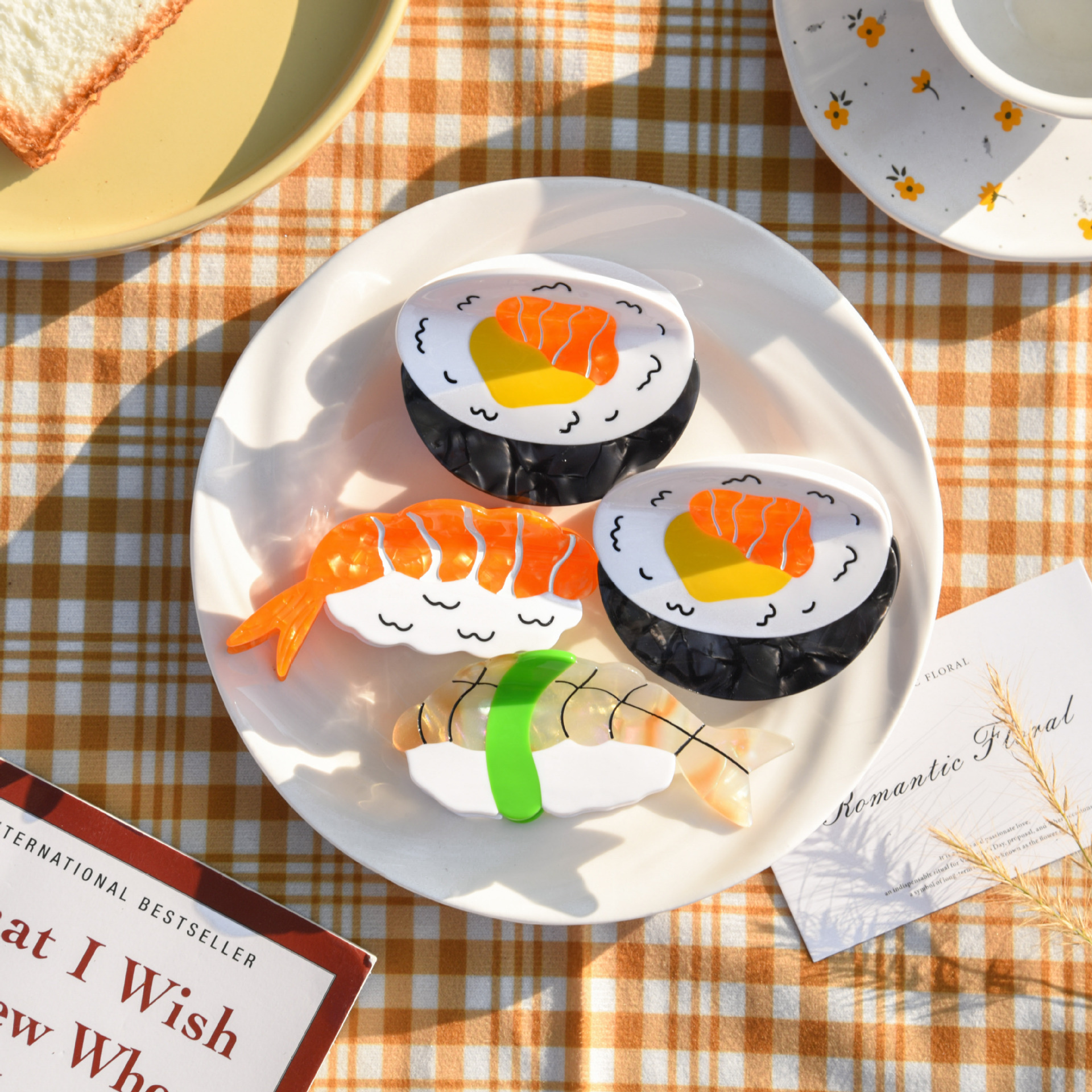 44g Weight Hair Claws Hair Accessories Type 1 Piece Quantity Daily Occasion Acetic acid sheets Material Sushi, Shrimp Pattern All Seasons Season Women's Gender Cute, Modern Style Style Cute Modern Style Women's Sushi Shrimp Acetic Acid Sheets Hair Claws 13