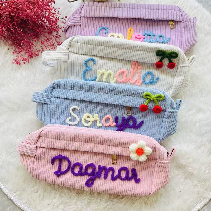 手工绣花 etsy个性化名字化妆包 零钱包毛线跨境专供 DIY|undefined