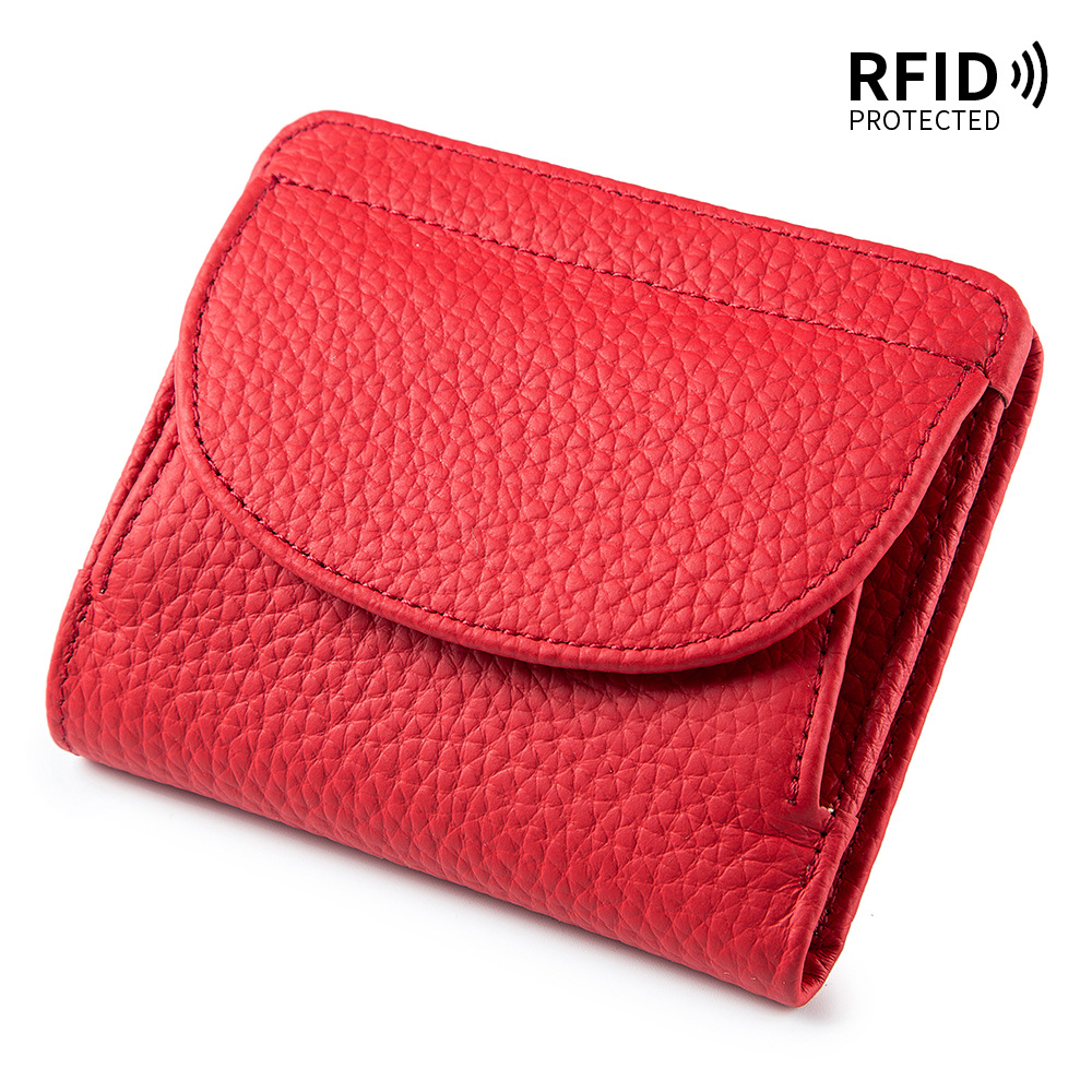 Mini cartera de las Mujeres Nuevo Amazon RFID plegable simple ultra-Delgado de cuero japonés pequeña cartera de las mujeres elegante bolsa de moda