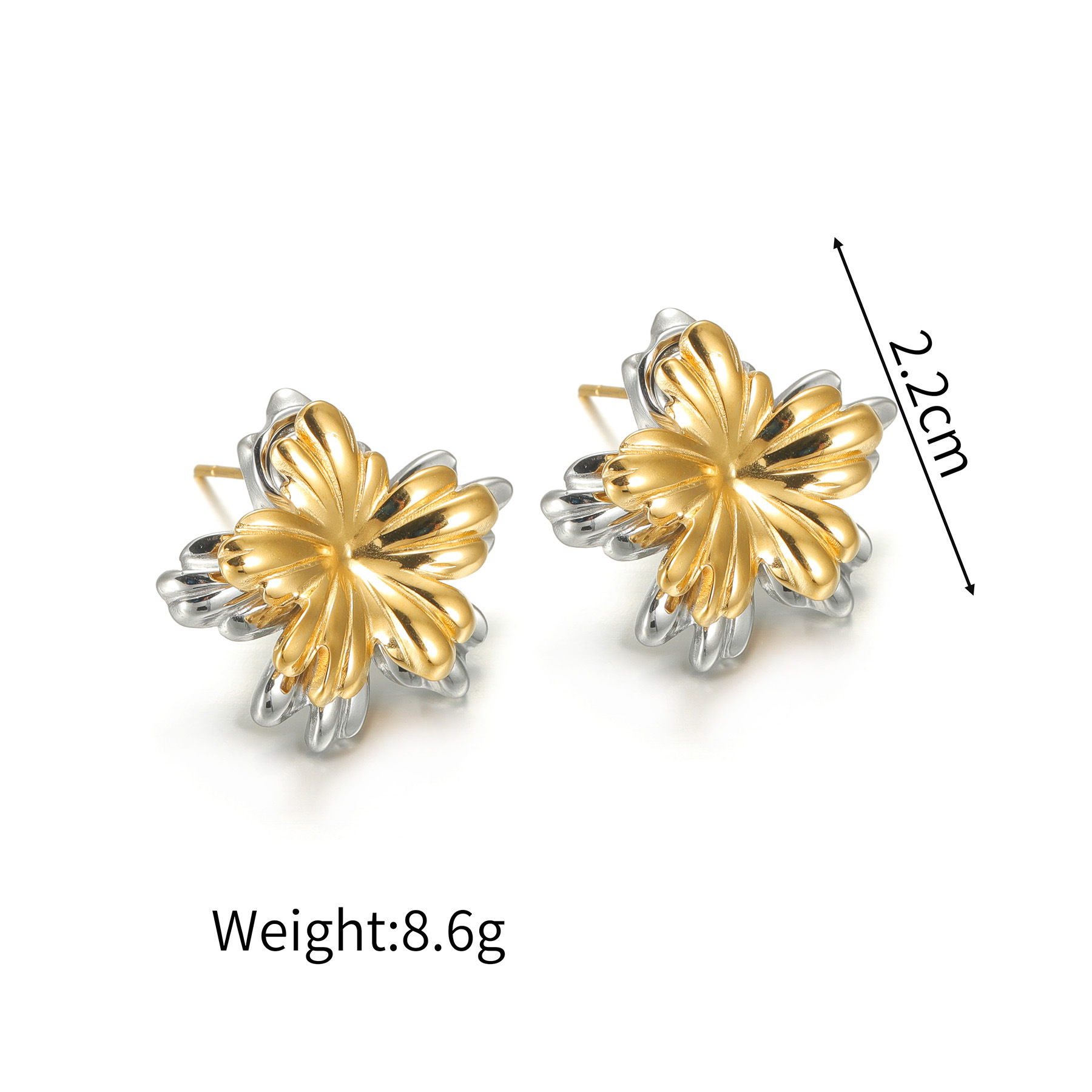 304 Stainless Steel Ear Needle Material 1 Pair Retro Commute Geometric Heart Shape Flower Plating 304 Stainless Steel Ear Studs