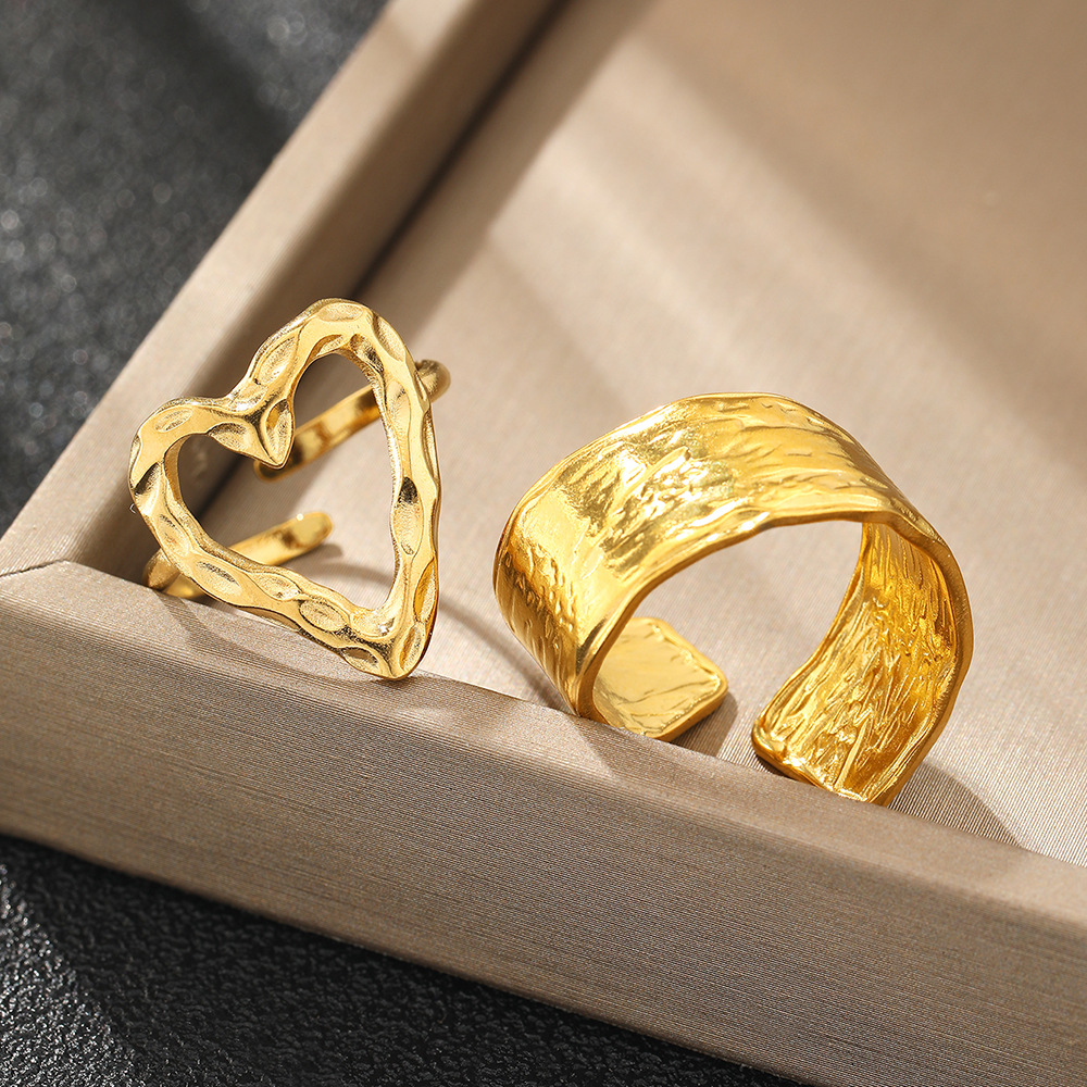 304 Stainless Steel Material Wholesale Jewelry Simple Style Classic Style Heart Shape 304 Stainless Steel Plating Stainless Steel Rings