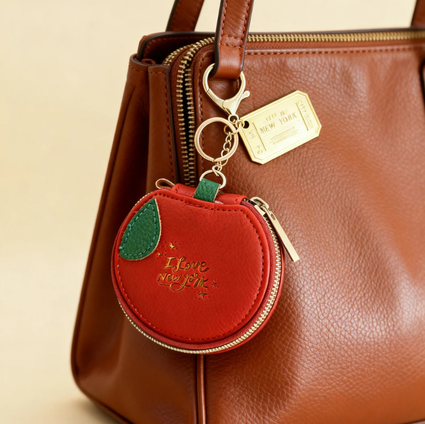 Nuevo tema de Nueva York Apple bolso de cambio llavero zipper PU auriculares bolsa de almacenamiento colgante colgante al por mayor