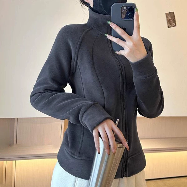 Stand-up collar-charcoal grey [double-sided velvet]