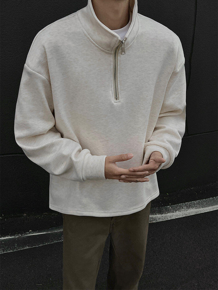 Herr half-zip sweatshirt med fleece i höst och vinter_voghion.com