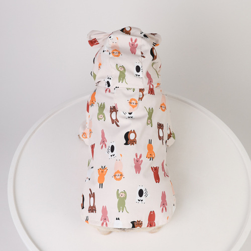 Dog raincoat cartoon double layer waterproof coating PU Teddy French Bulldog small dog clothes poncho pet raincoat clothes