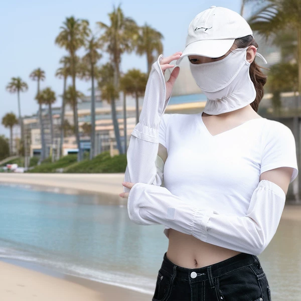 2025 New Sun Protection Ice Sleeves and Face Mask Set for Summer Outdoor Cycling and Driving, Sunshade Sleeves Wholesale from Manufacturer, Protective