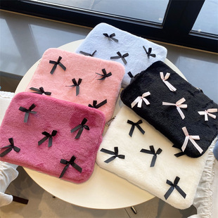 Cross-border South Korea ins cute bow plush computer storage bag 11/13/15-inch laptop liner bag for women