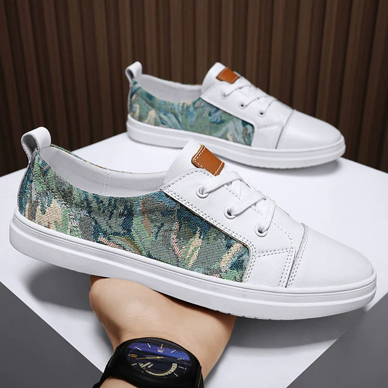 Одиночная обувь 2025 летние мужские белые повседневные плоские белые туфли мужские кожаные туфли мужские туфли большого размера