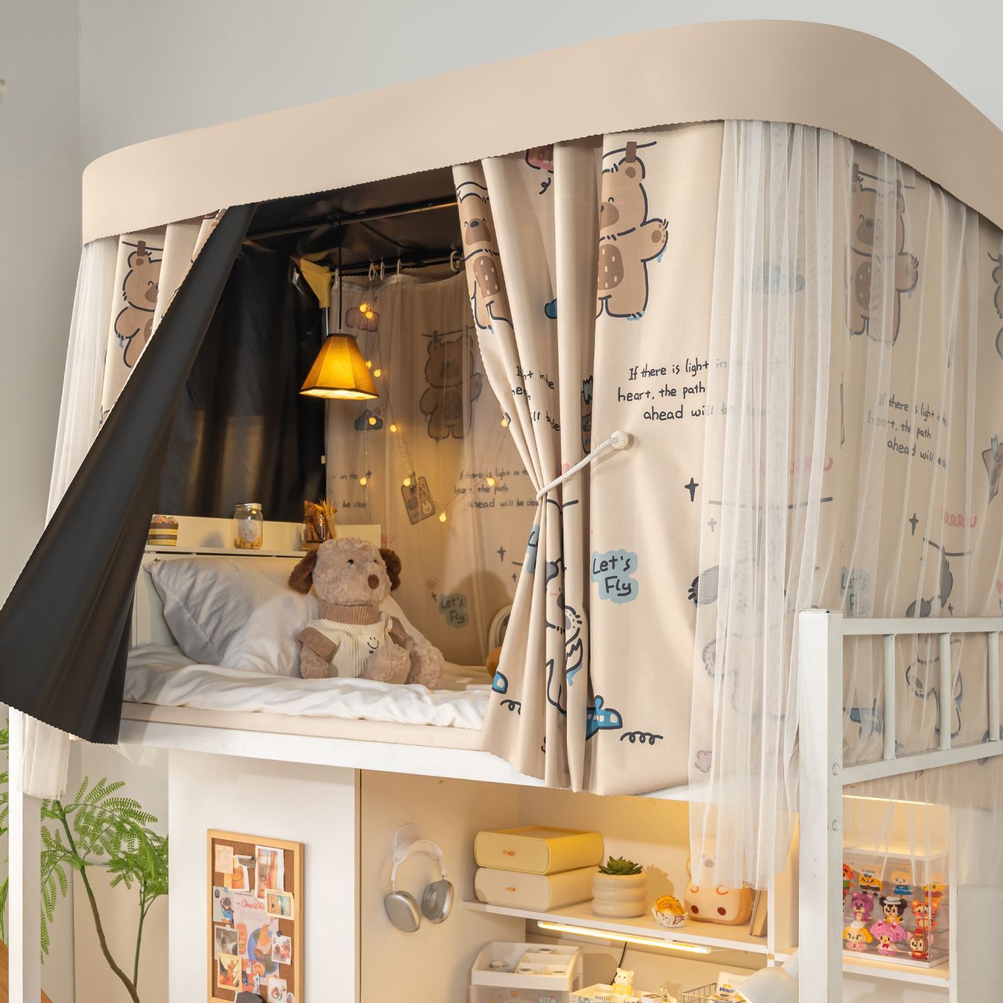 Cortina de cama de órbita de tipo u dormitorio de estudiantes universitarios fuerte cortina de sombrilla correa deslizante soporte cortina cama de dormitorio tela de envoltura