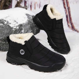 跨境大码雪地靴冬季东北男士懒人套脚加绒保暖男鞋一脚蹬棉鞋