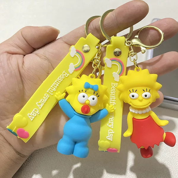 The Simpsons Anime Cartoon Keychain Doll Couple Bag Pendant Jewelry Creative Car Keychain Wholesale