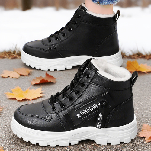 Women's New Snow Boots Stylish Warm Fleece-lined Thick Cotton Waterproof Lined Mid-calf Boots with Buckles