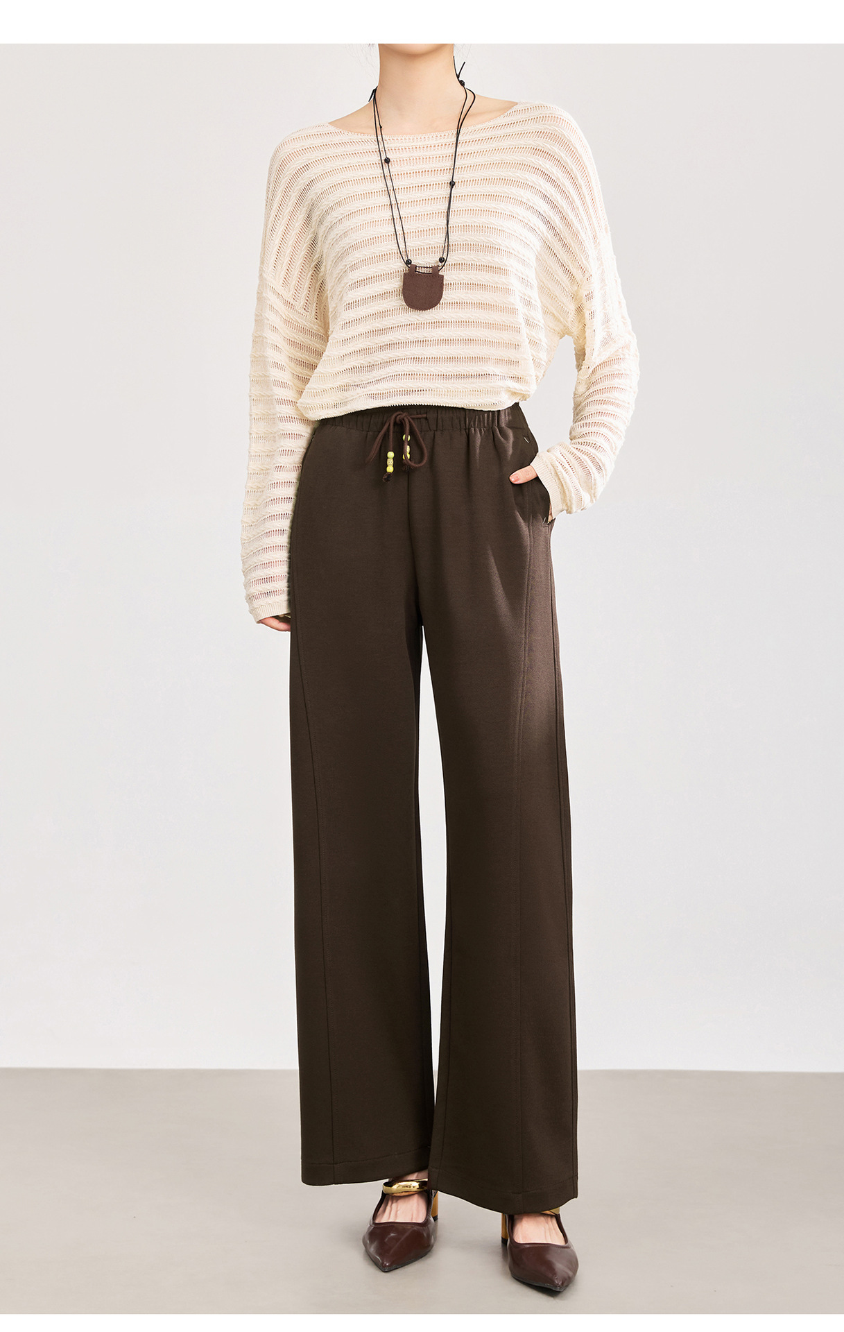 Quần culottes nữ ống rộng cạp thun dây rút vải mềm rủ — màu sắc chi tiết 16