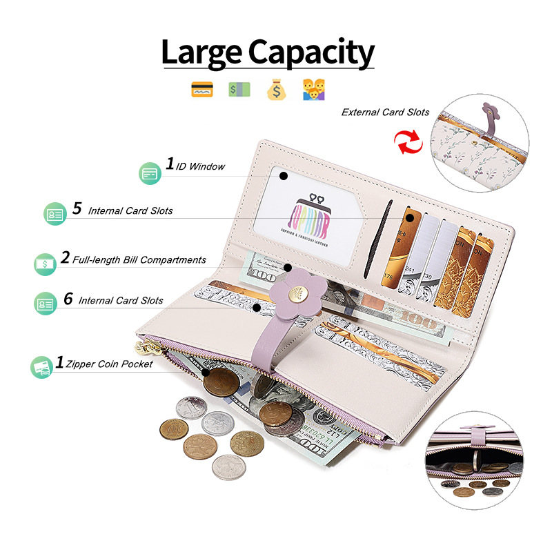 Nueva cartera de estilo japonés con cremallera bolso de cambio de dama de alta calidad bolso de mano de cuero PU bolso de mujer