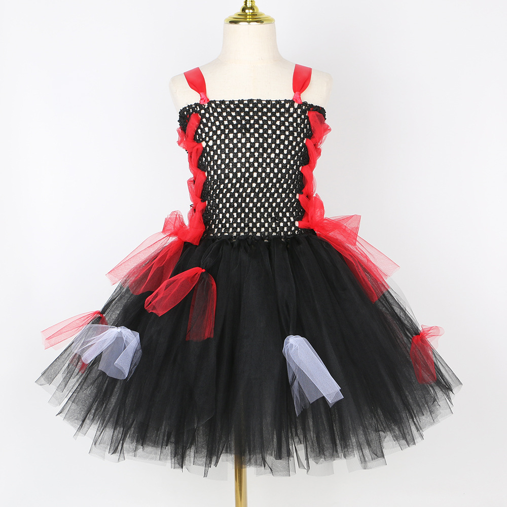Kids' clothing children's Halloween costumes horror vampire zombie role play tutu skirt girls mesh dress_voghion.com