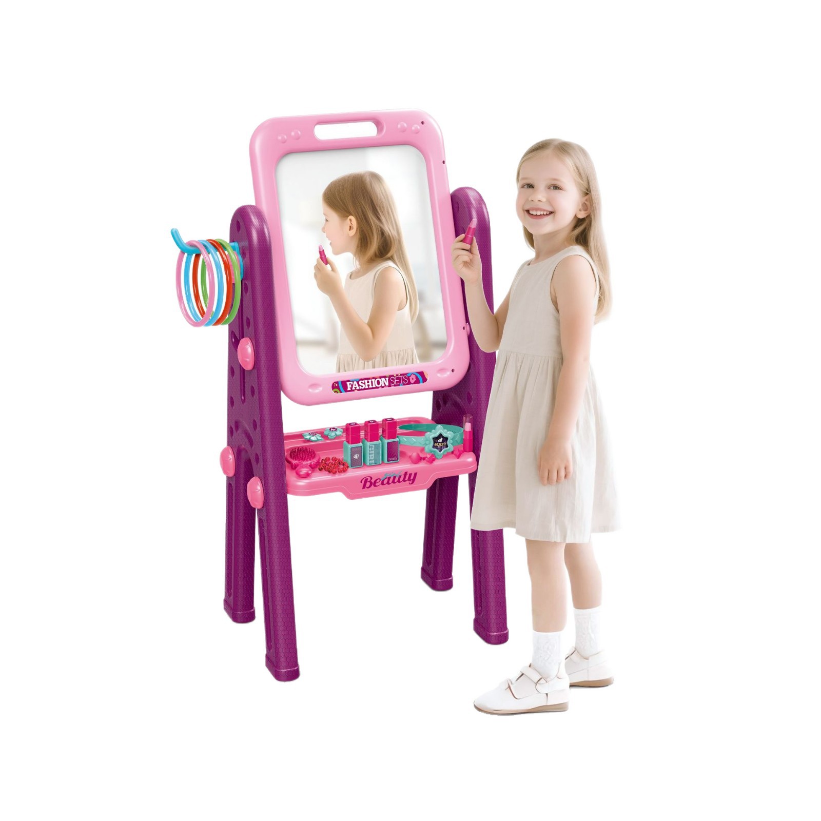 Niños transfronterizos 2 - en - 1 niñas aprender tablero de escritura estantes de lujo accesorios de vestuario juguetes caseros