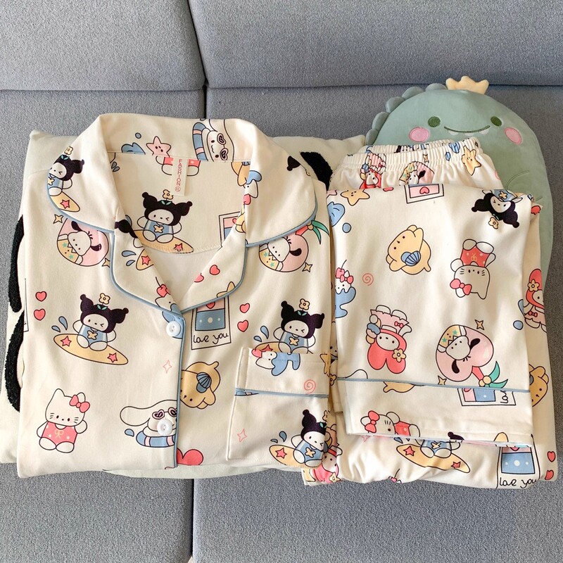 Hellokitty Sanrio Velvet Pajamas for Women, Spring, Autumn and Winter Thickeneded Coral Velvet and Velvet Cute Home Clothes Hellokitty Sanrio Velvet Pajamas for Women, Spring, Autumn and Winter Thickeneded Coral Velvet and Velvet Cute Home Clothes