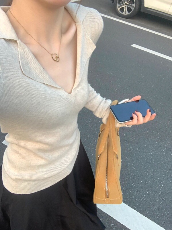 v领翻领内搭打底衫女秋冬季薄款羊毛毛衣长袖针织衫修身紧身上衣|undefined
