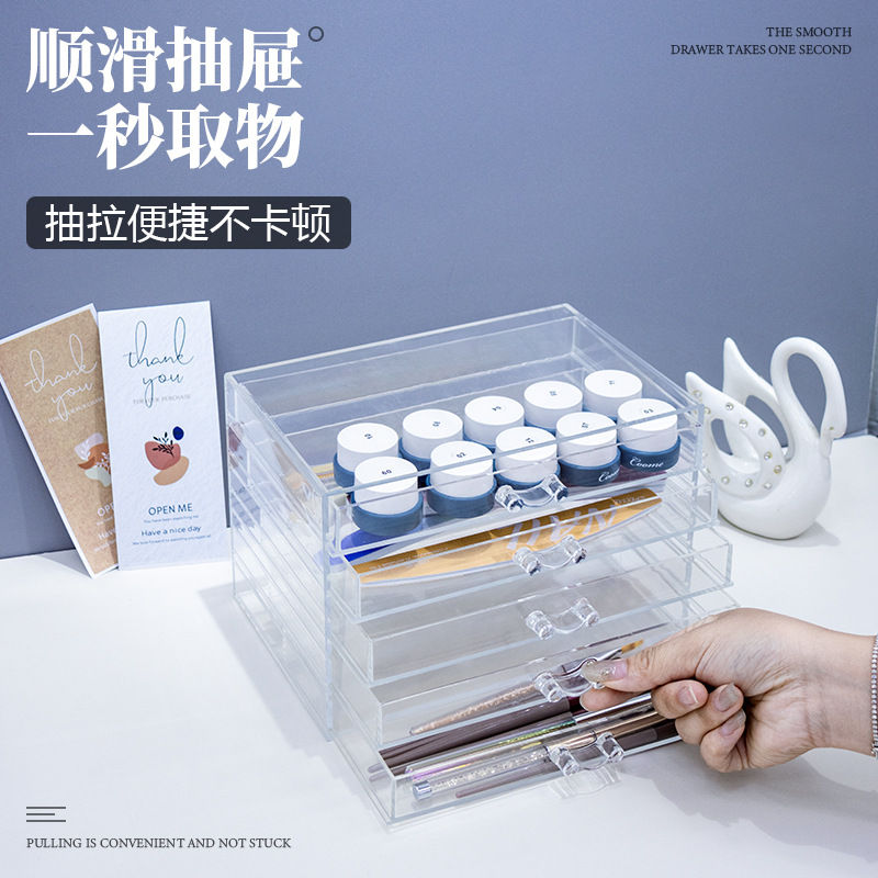 Accesorios de herramientas de uñas de acrílico caja de almacenamiento de gran capacidad cajón en capas caja de taladro de uñas clasificación caja de presentación