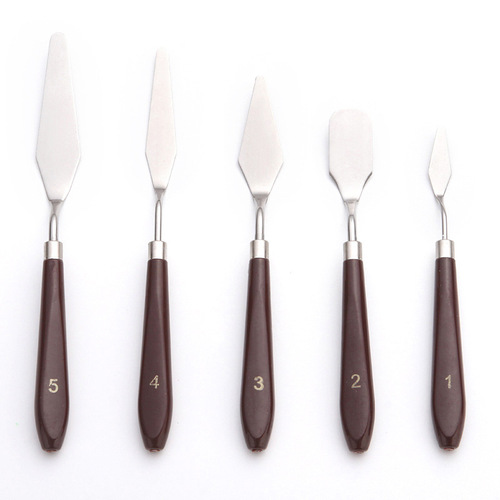 Plastic handle palette knife stainless steel oil painting scraper acrylic gouache paint pick knife color mixing scraper factory direct sale