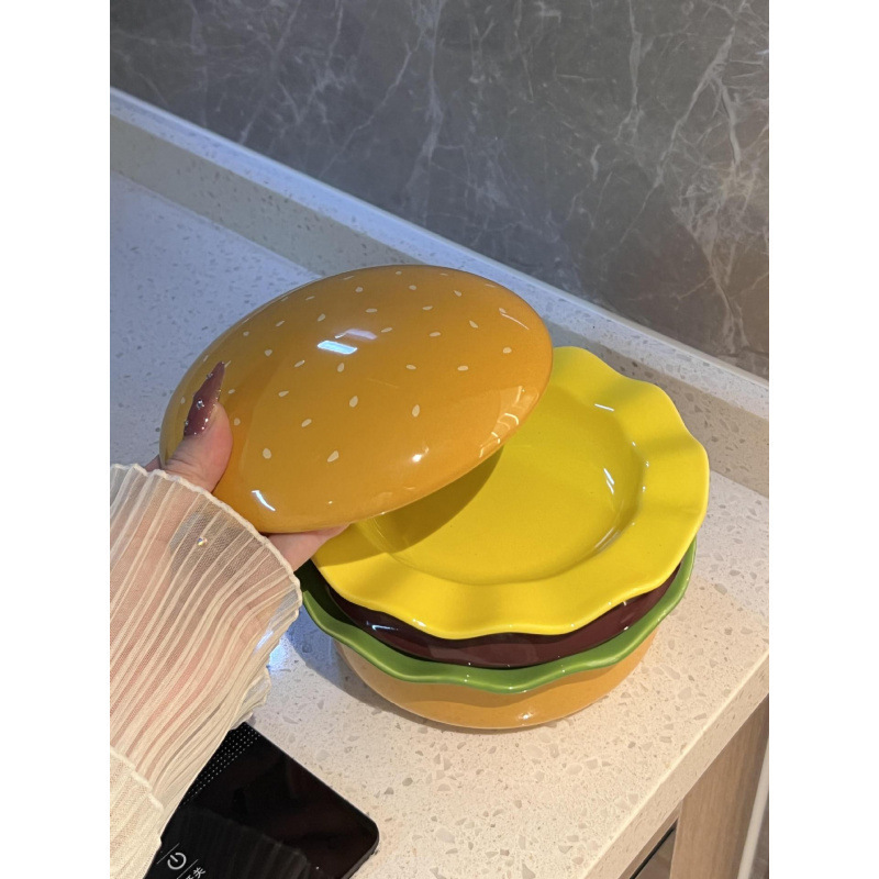 ハンバーガーボウル、プレート、家庭用新作陶器、可愛くてかわいいプレート、高級食器|undefined