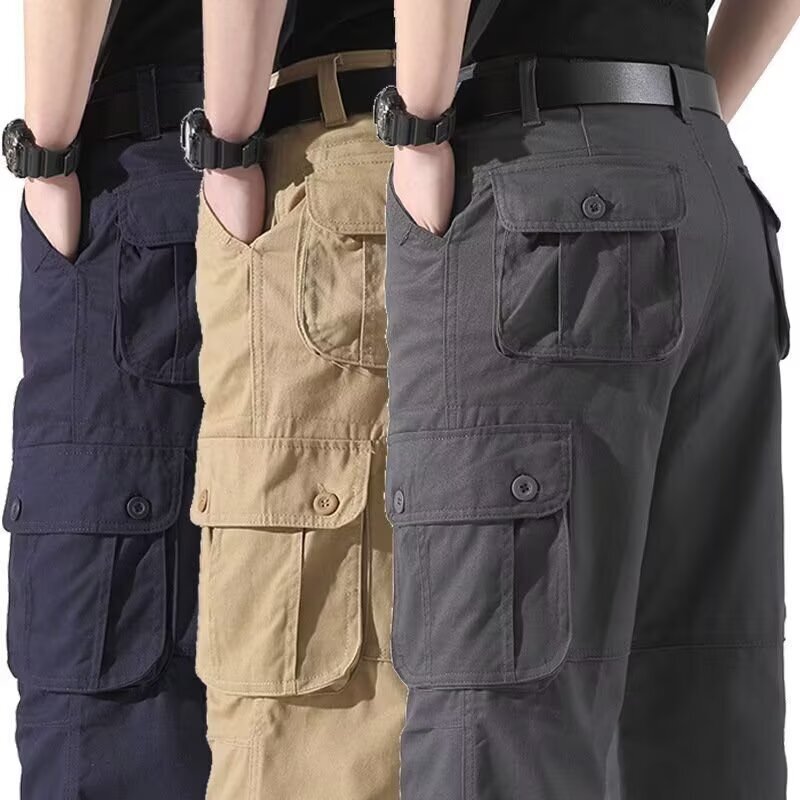 2026 Wear-Resistant Straight-Leg Multi-Pocket Long Pants for Men, Loose Casual Pants for Work on Site, Plus-Size Workwear Pants
