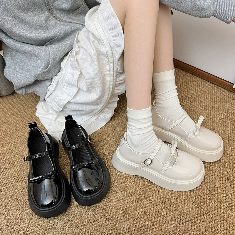 Черные французские туфли на толстом каблуке маленькие кожаные туфли женские весенние и осенние 2025 новые юбки ретро легкие туфли Мэри Джейн