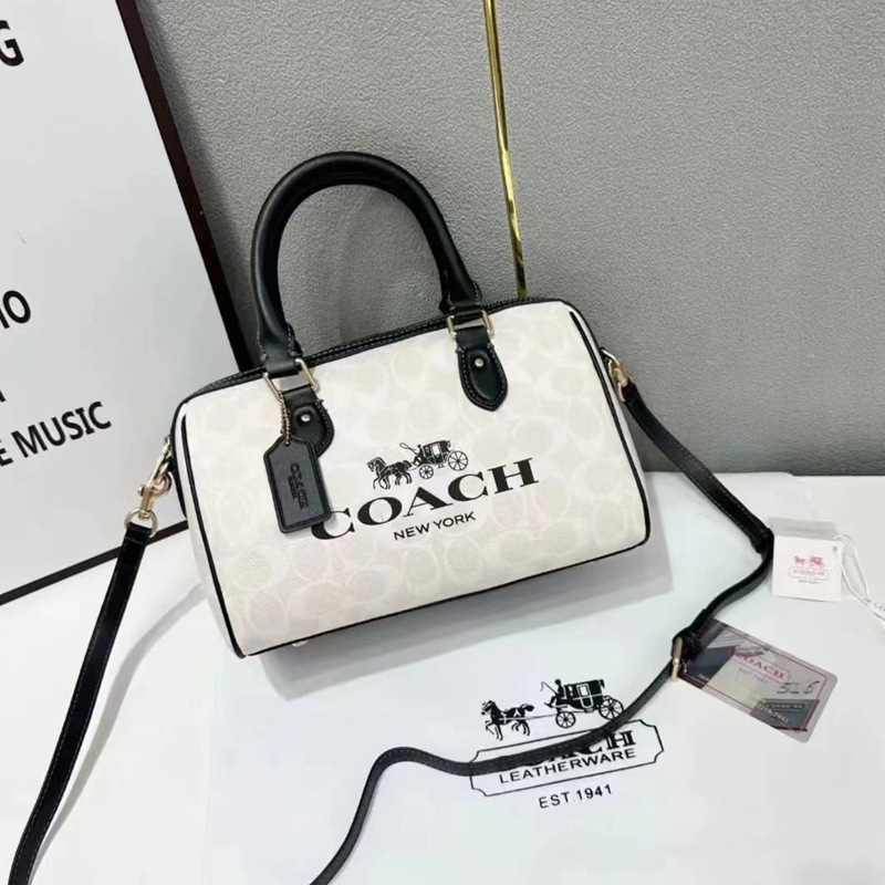 寇家2025新款Rowan大号波士顿包时尚百搭复古老花手提单肩斜挎包|undefined