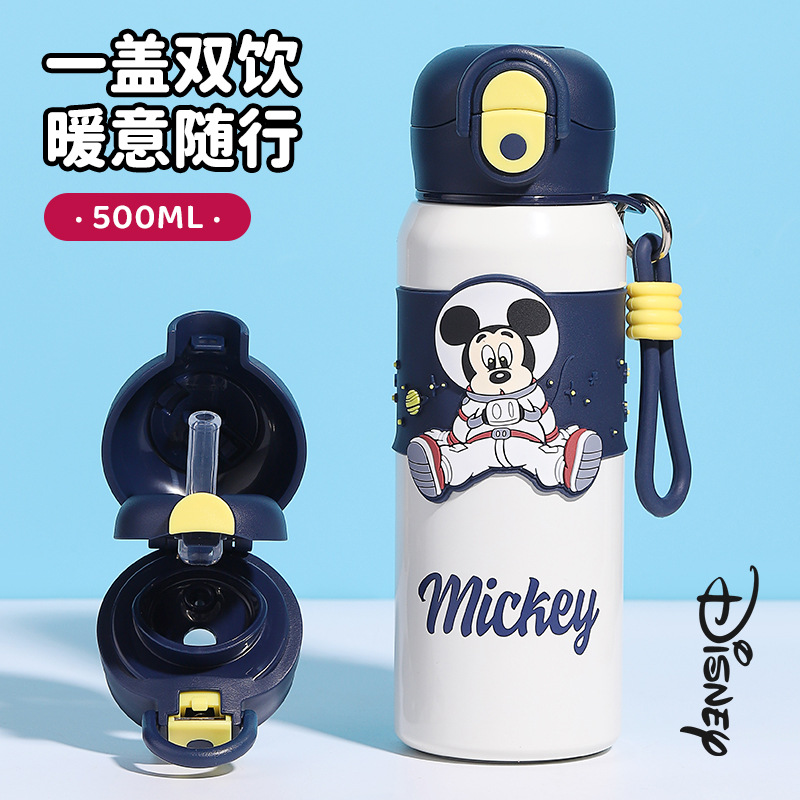 Disney儿童保温杯2025新款学生上学专用水杯男孩吸管杯316不锈钢