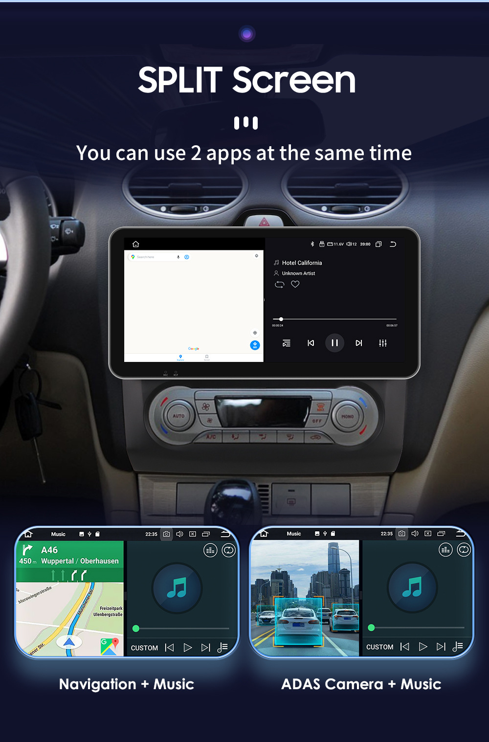 Suitable for 04-11 Ford Focus Android Large Screen Car Navigator with Wireless Carplay