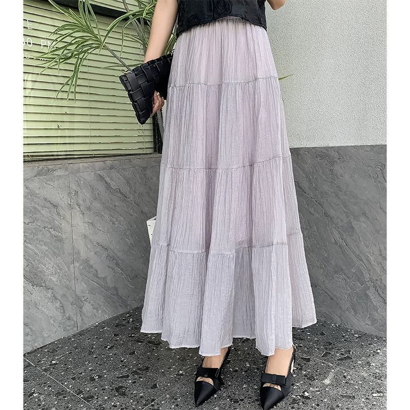 2024 весенняя женская юбка, юбка-тортик, тенсель, дизайн с морщинами, элегантная тонкая юбка, универсальная юбка для женщин