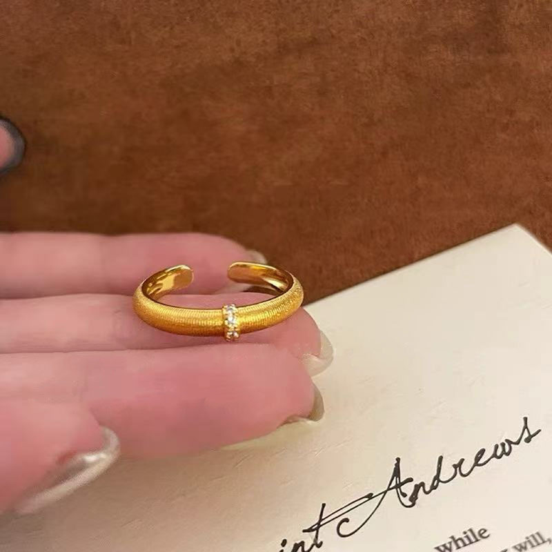 新中式复古沙金开口可调节戒指女新款时尚甜美轻奢小众精致指环|undefined