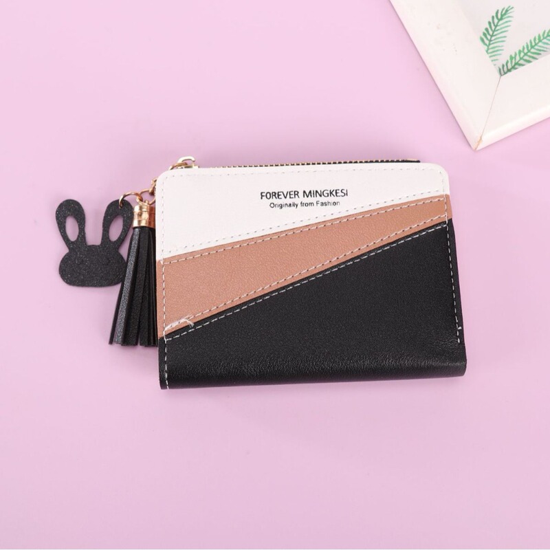 Korean Style Simple Women's Wallet Short Zipper Wallet Color-Blocking Fashion Coin Purse Clutch Card Holder Coin Purse
