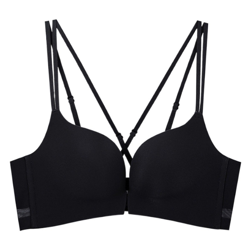 Hebilla frontal brillante diseño sin costuras sexy volver ropa interior cómodo inalámbrico pequeño pecho empuja hacia arriba el sujetador 2831