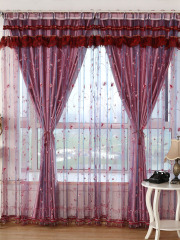WBZ7 Purple Embroidered Curtain Fabric, Double Layer Korean Rustic Living Room Bedroom Balcony Window Curtain Decor Fabric Complete Set