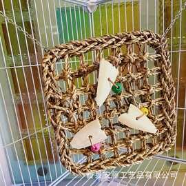 草编宠物垫手工鹦鹉蜥蜴攀爬网方形编织小型宠物爬行编织网