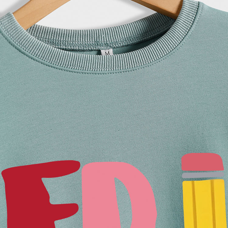 Estación independiente de moda Suelta todo fósforo superior FRI YAY lápiz divertido carta de impresión camisa de manga larga de las mujeres suéter