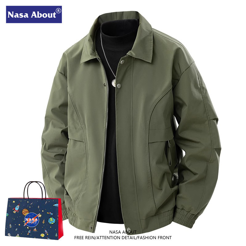 Nasa Jacket Men's Spring New Trendy Casual Lapel Workwear Casual Sports Loose Large Size Jacket
