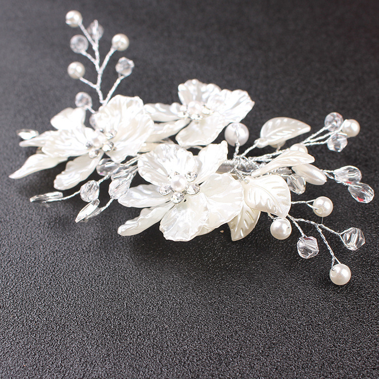 花嫁の結婚式の頭飾りホワイトシェルパターンパールフラワーヘアピン AliExpress クロスボーダーホット販売爆発ヘアアクセサリー|undefined
