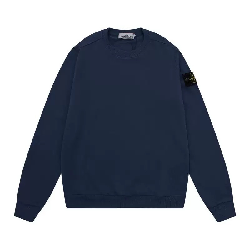 Navy Blue Stone Island-Round Neck Sweatshirt