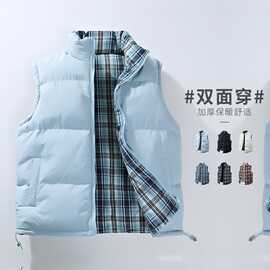 主推来谈，多组图片，双面穿冬季新款加厚保暖马甲外套男潮流帅气