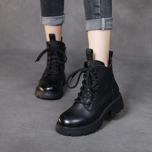 First layer cowhide rubber foam bottom single lining and velvet lining leather Martin boots Women's heel height 4.5
