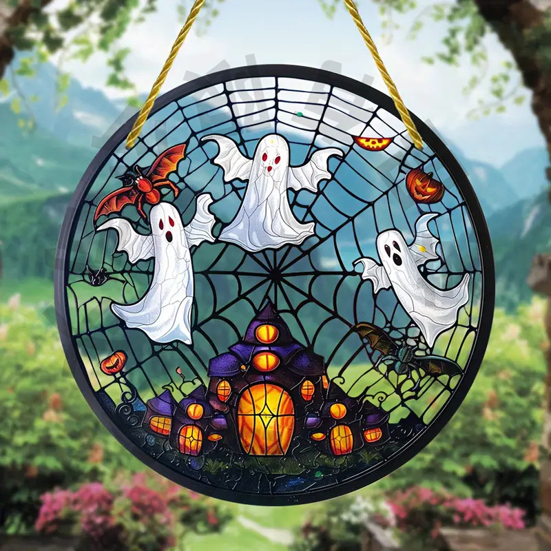Transfronterizo serie de Halloween acrílico captador de sol artesanía decoración creativa colgante acrílico disco