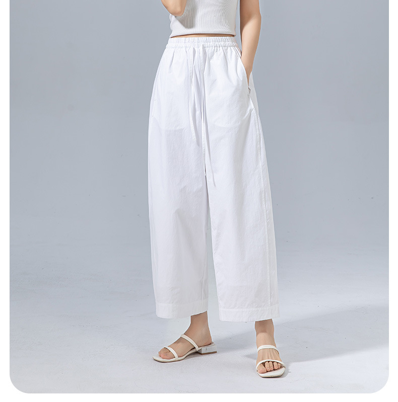Quần culottes nữ ống rộng cạp thun dây rút, dáng suông rộng, dài 9 phần, chất cotton mềm mại — Ben trắng chi tiết 6