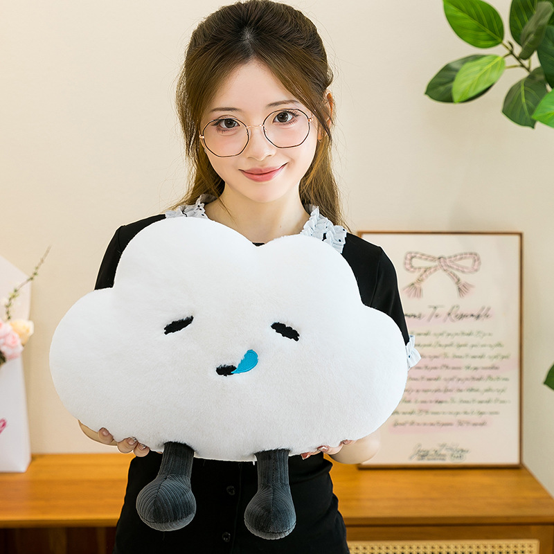 New creative mood cloud plush pillow, cute cloud sleeping companion toy, no worries, no unhappiness pillow